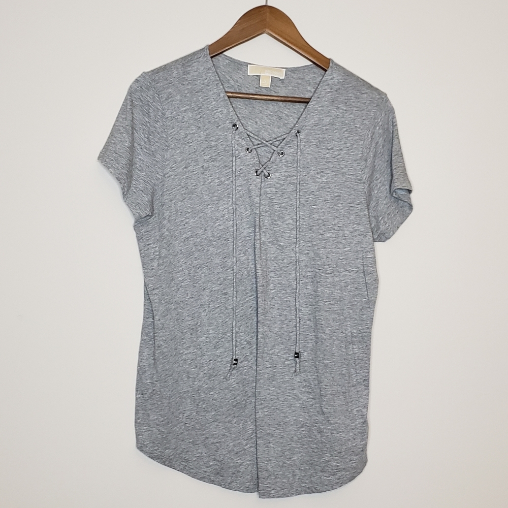 Michael Kors gray blouse short sleeve shirt Large - Picture 2 of 8